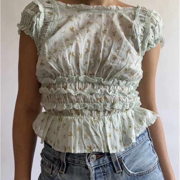 Intimately FP feel good white ruffle Floral Backless Bodysuit cotton Large - Picture 16 of 16